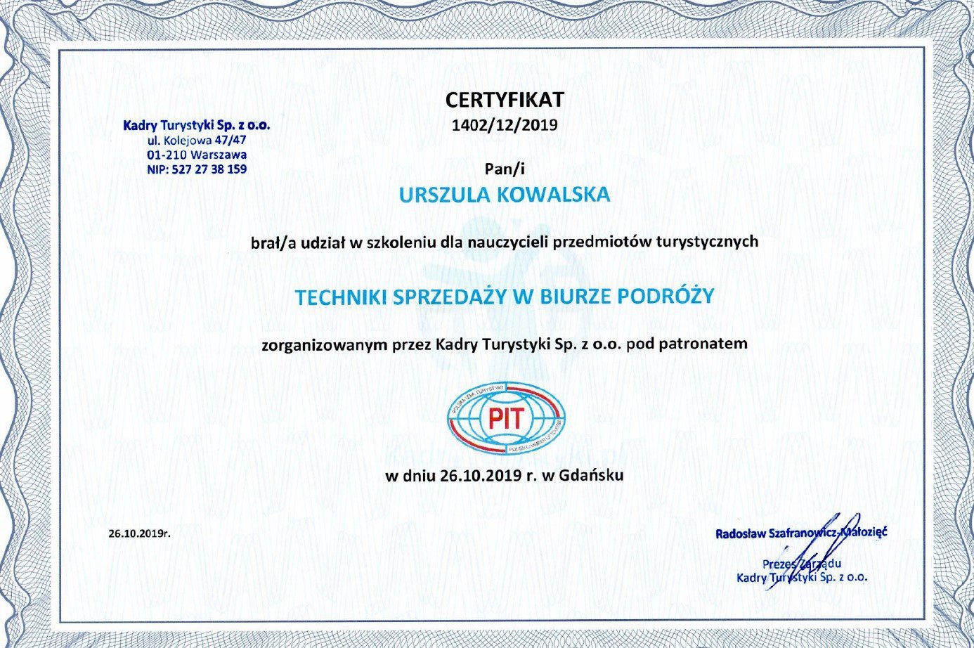 certyfikat nauczyciel przedmiotów turystycznych certyfikat nauczyciel przedmiotów turystycznych