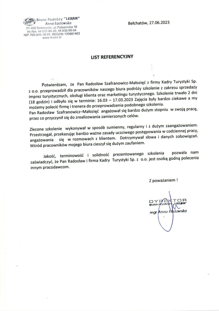 Referencje Kadry Turystyki 1